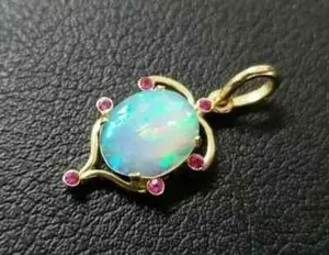 Authentic Natural Fire Opal 3.00Ct Oval Cut Women's Vintage Pendant Yellow Gold Plated