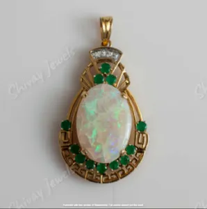 Authentic Fire Opal 2Ct Lab Created Diamond Oval Cut Pendant 14K Yellow Gold Plated Silver