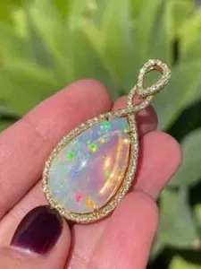 Authentic 3Ct Pear Cut Natural Fire Opal Teardrop Pendant 14K Yellow Gold Plated 18" Chain