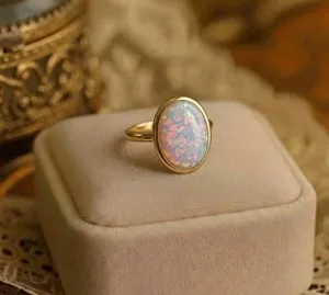 Authentic 3.00Ct Oval Cut Natural Fire Opal Women's Engagement Ring 14K Yellow Gold Plated