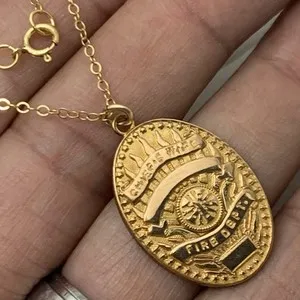 Authentic 10K GF Gold Plated Chief’s Wife Fire Dept Pendant On 12K GF Chain