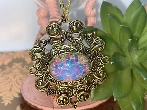 Authentic Easter HARLEQUIN FIRE OPAL NECKLACE Pink GOLD PLATED chain Pin Wedding Mom