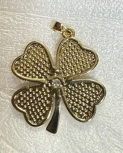Authentic Prairie Fire 18k Gold Plated Clover Charm with Clear Crystal Rhinestones
