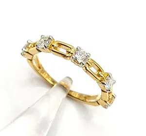 Authentic Fire Light Lab Grown Diamond 0.50 cttw Station Ring Gold Plated 925 Sterling 6