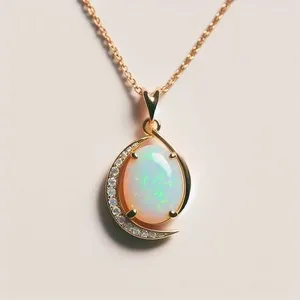 Authentic 4.00Ct Oval Cut Natural Fire Opal Vintage Style Pendant 14K Yellow Gold Plated