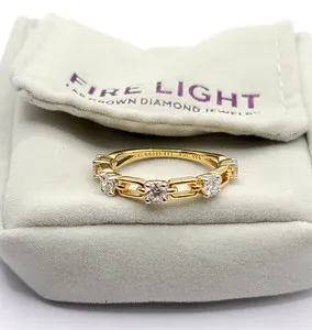 Authentic Radiant Ember Station Ring in Gold-Plated Sterling Silver