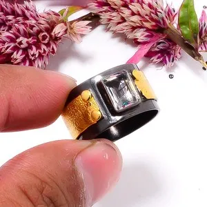 Authentic Ring of the Prism Veil: Aura Rainbow Mystic Fire Topaz and Silver Talisman