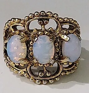 Authentic Flickering Flame of Destiny: Triple Opal Ring