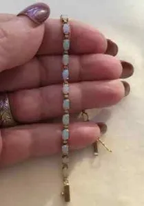 Authentic Radiant Ember of the Aurora: 5 Carat Lab-Created Fire Opal Tennis Bracelet in 14K Yellow Gold Finish