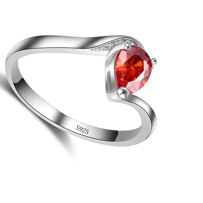Authentic 925 Sterling Silver Ring Enthusiasm Luxury Style Fire Red Crystal Stone Cubic Zirconia For Women Proposal Jewelry