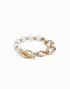 Authentic UNOde50 Pearl & Match Gold Plated Bracelet Authentic 925 Sterling Silver