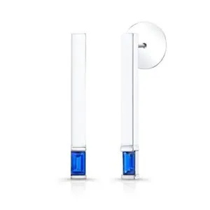 Authentic Celestial Harmony: 1Ct Lab-Created Blue Sapphire Match Vertical Drop Earrings 14K White Gold Plated