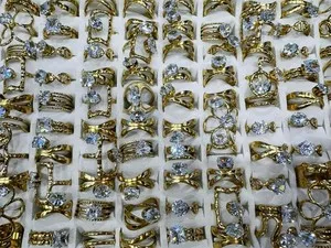 Authentic 20-100Pcs Mix Gold Plated Ringsand Match Wedding Jewelry Lots