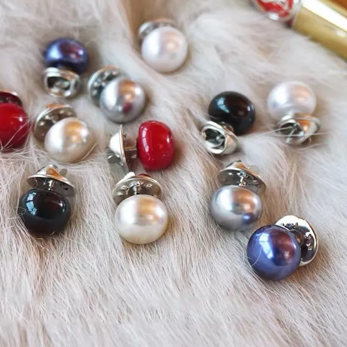 Authentic Circle Brooch Pins Pu Button Zircon Brooches All- Match Jewelry Accessories 10Pcs Imitation Pearl