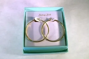 Authentic Galaxy Gold Gold plated 1.8mm hoop earrings 2"