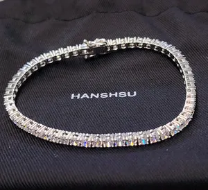 Authentic Hanshsu 14K White Gold Plated 3mm Galaxy Tennis Bracelet 7"