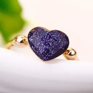 Authentic 18K Gold Plated GP Vintage Blue Galaxy Heart Ring Size 6 Lovely for her