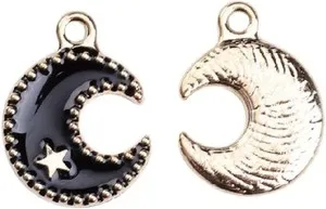 Authentic Celestial Alchemy: Gold-Plated Midnight Moon & Star Talisman Charms