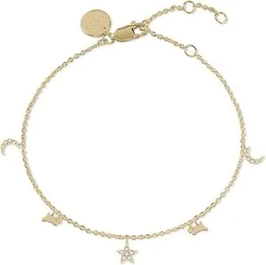 Authentic RADLEY Galaxy Street 18ct Gold Plated Stone Set Moon and Star Charm Bracelet