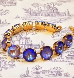 Authentic Purple Galaxy Margarita Crystal In Classic Tennis Bracelet In Gold Plated