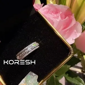 Authentic Old Money Luxury White Gold Plated Ring Baguette CZ Eternity Band Buy 2 Get 20%