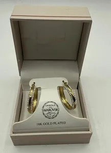 Authentic Sofia James York Swarovski Crystal Hoop Earrings 18k Gold Plated
