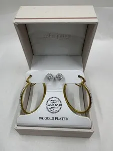 Authentic Celestial Radiance: 18K Gold-Plated Crystal Talisman Hoops