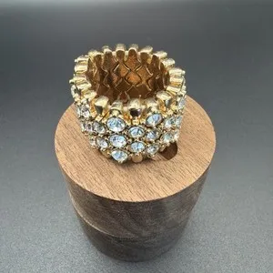 Authentic Sophia's Gilded Whisper: Crystal-Adorned Ring of Inner Radiance