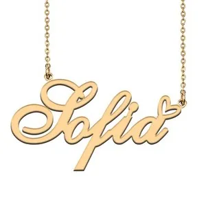 Authentic Custom Gold Plated Sofia Necklace Personalized Name Necklace for Women Choker Je