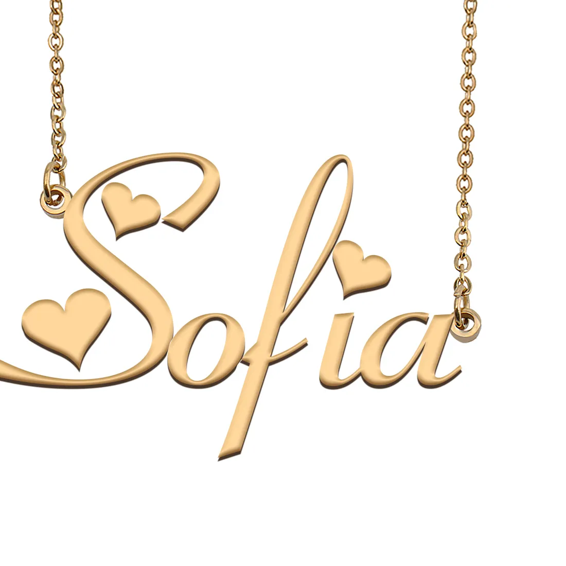 Authentic Sofia Name Necklace for Women Nameplate Choker Gold Plated Alphabet Letter Pendant Jewelry Friends