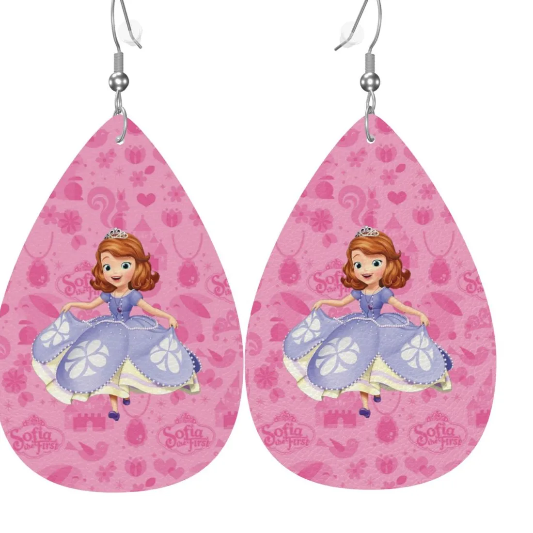 Authentic Custom Sofia The First Wallpaper PVC Leather Earrings Dangle Earrings Jewelry For Women For Wife Mother