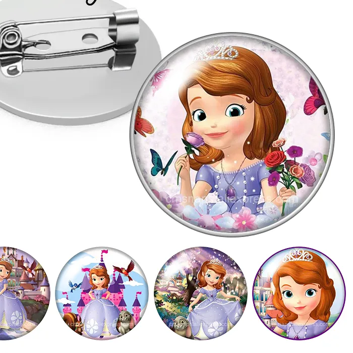 Authentic Princess Sofia Purple Dress Photo Glass cabochon Brooch pinback button Bag Clothes Denim Jeans Lapel Pin Badge Jewelry