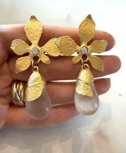 Authentic The Gilded Petal: Cecile Jeanne Paris Resin Flower Drop Earrings