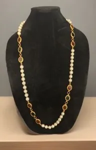 Authentic CHANEL Paris 80s Gold Plated Faux Gripoix Pearl & Colored Sautoir Necklace SJ-6