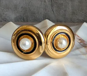 Authentic Vintage Agatha Paris Gold-Plated Faux Pearl Clip-On Earrings