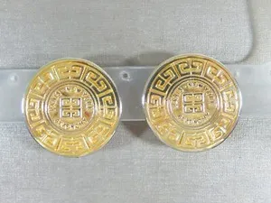 Authentic GIVENCHY YORK PARIS GOLD PLATED LOGO LARGE CLIP EARRINGS
