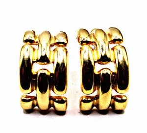 Authentic Vntage Signed Givenchy Paris York Gold-plated Basket Weave 1/2 Hoop Earrings