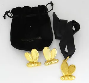 Authentic Quality Vintage SONIA RYKIEL Paris Honey Bee Set Gold Plated Earrings & Pendant