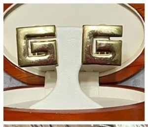 Authentic 1980’s Vintage GIVENCHY Paris Gold Plated G Logo Monogram Clip On Earrings