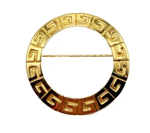 Authentic The Gilded Sigil of Eternal Radiance: Vintage Parisian Gold-Plated Brooch