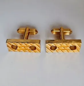 Authentic Pierre Balmain Paris Modernist Gold-Plated Talismanic Cufflinks