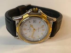 Authentic MENS JACQUES EDHO Paris WRIST WATCH #JE790,QUARTZ,France,18k Gold Plated Case