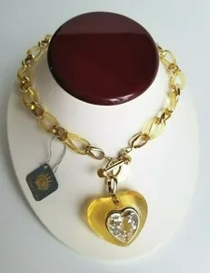 Authentic Angelique de Paris Gold Plated Necklace with Heart Pendant