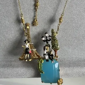 Authentic Parisian Heartbeat: Double Necklace of Love & Eiffel Tower Bliss