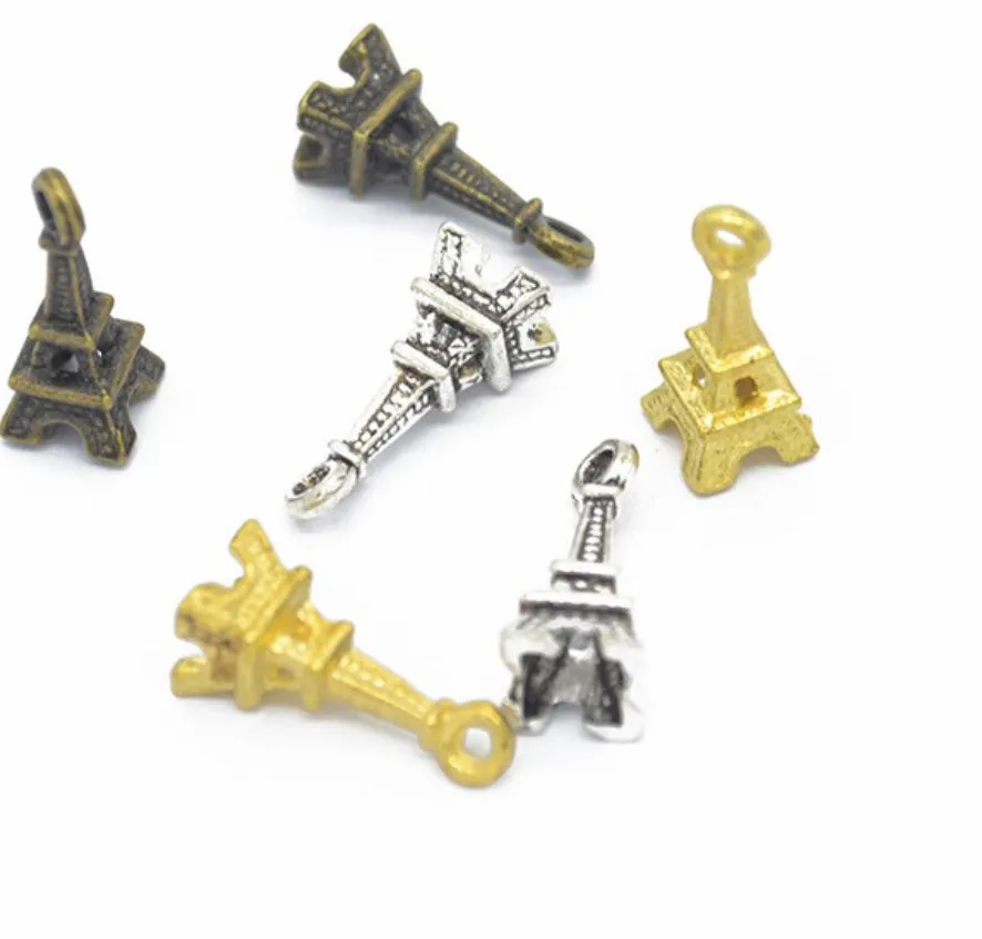 Authentic 120pcs Charms Eiffel Tower Paris 17x7mm Tibetan Bronze Silver Color Pendants Antique Jewelry Making DIY Handmade Craft F0146