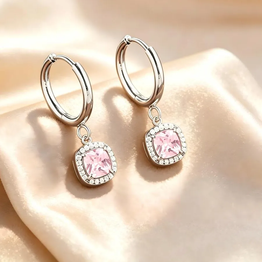 Authentic Prismatic Light Square Hoop Earrings