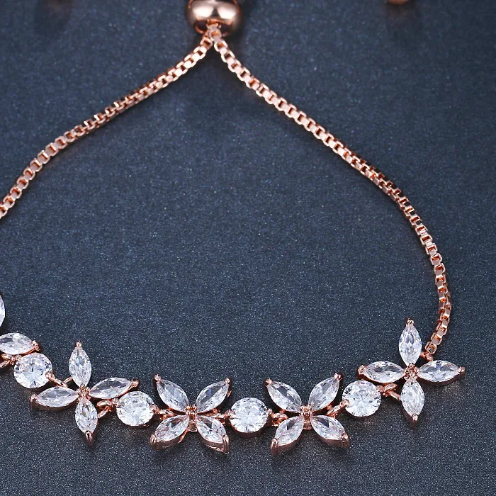 Authentic Blossom of Light White Zircon Floral Talisman - Radiance and Harmony Adjustable Bracelet