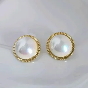 Authentic Tears of the Ocean Mabe Pearl Golden Studs