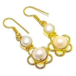 Authentic Pearlescent Protection: 18k Yellow Gold Plated Earring for Inner Radiance