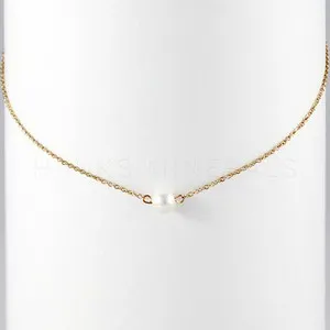 Authentic 14K Gold Plated Single Pearl 18" Necklace Jewelry Womens